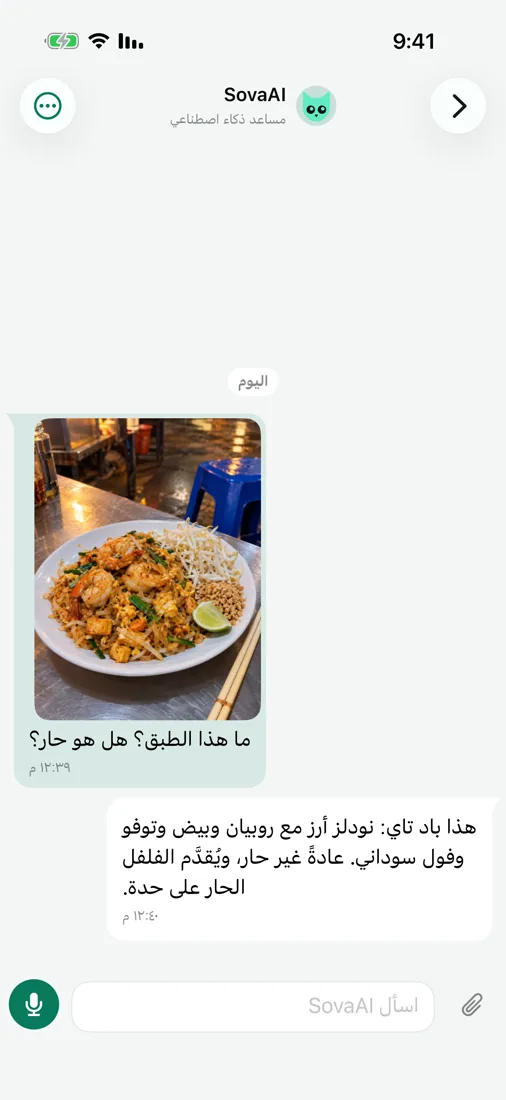 اسأل SovaAI — حتى عن صورة