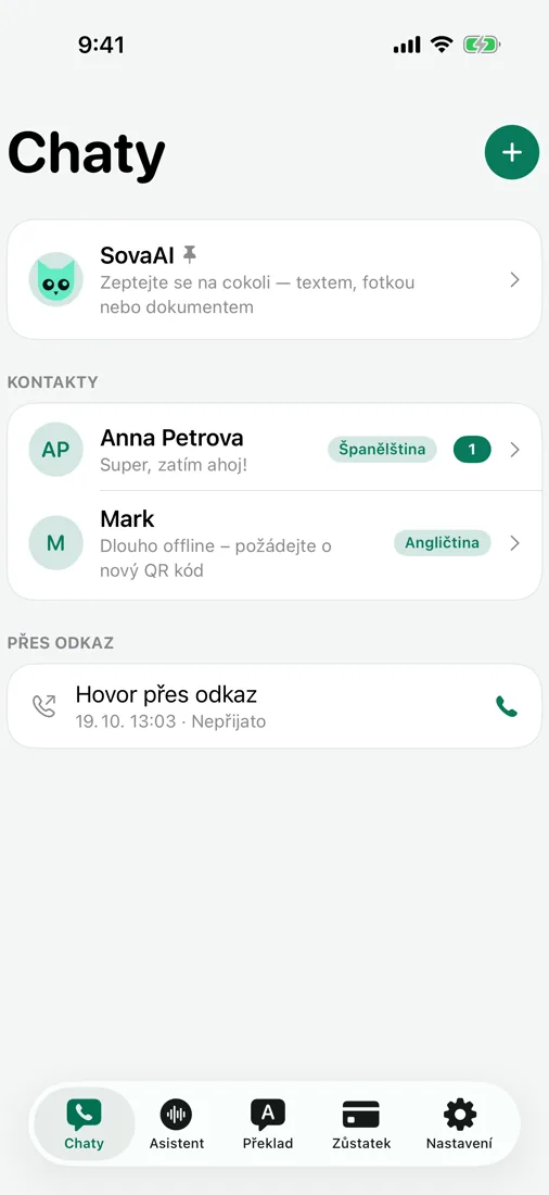 Chaty a hlasové zprávy s překladem