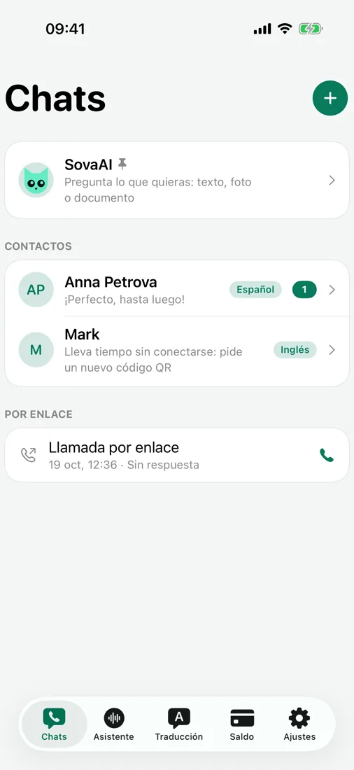 Chats y mensajes de voz con traducción