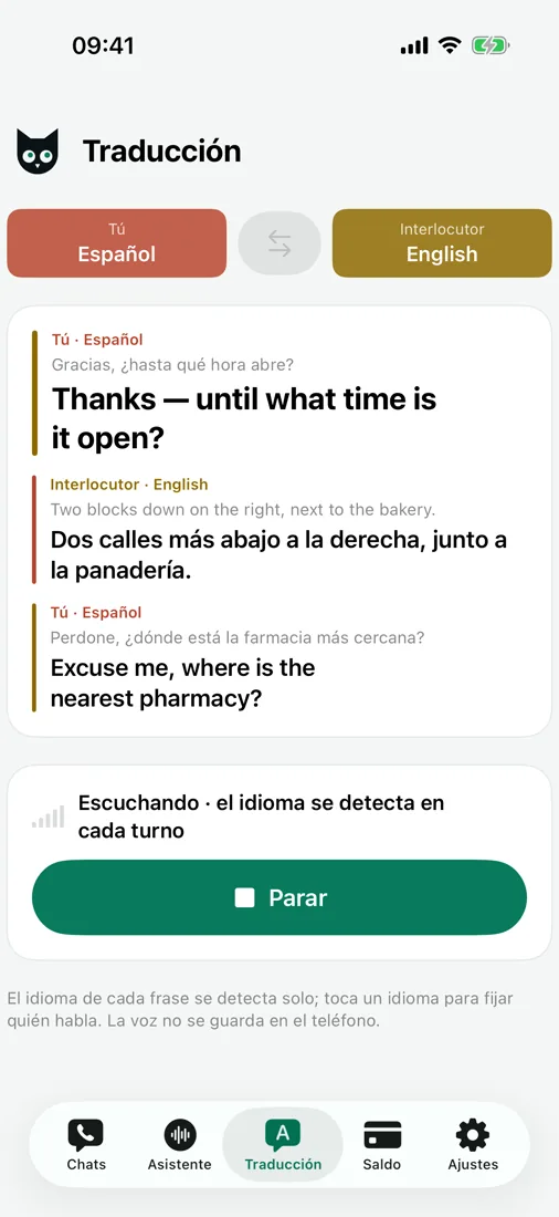 Traductor cara a cara