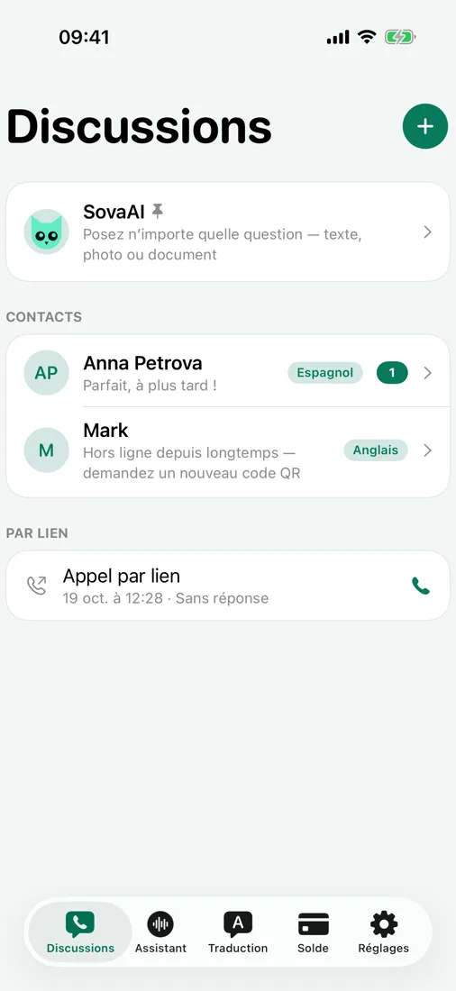 Chats et messages vocaux avec traduction