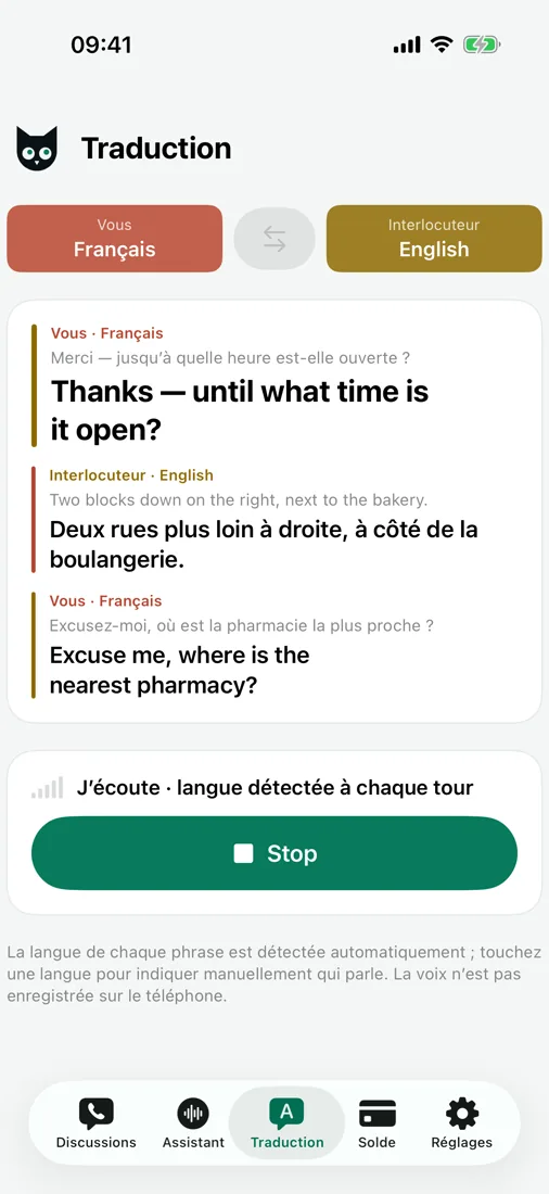 Traducteur face à face
