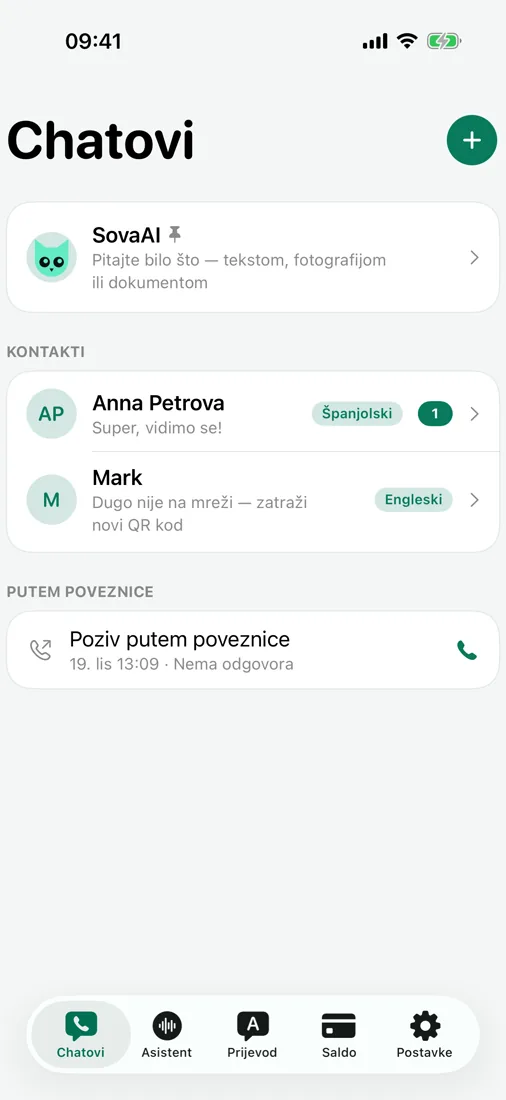 Razgovori i glasovne poruke s prijevodom