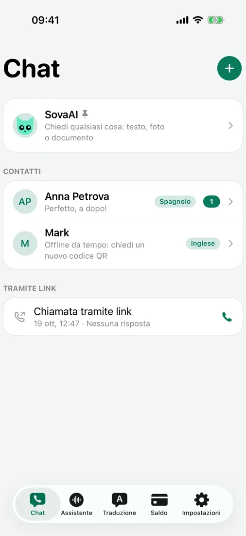 Chat e messaggi vocali con traduzione
