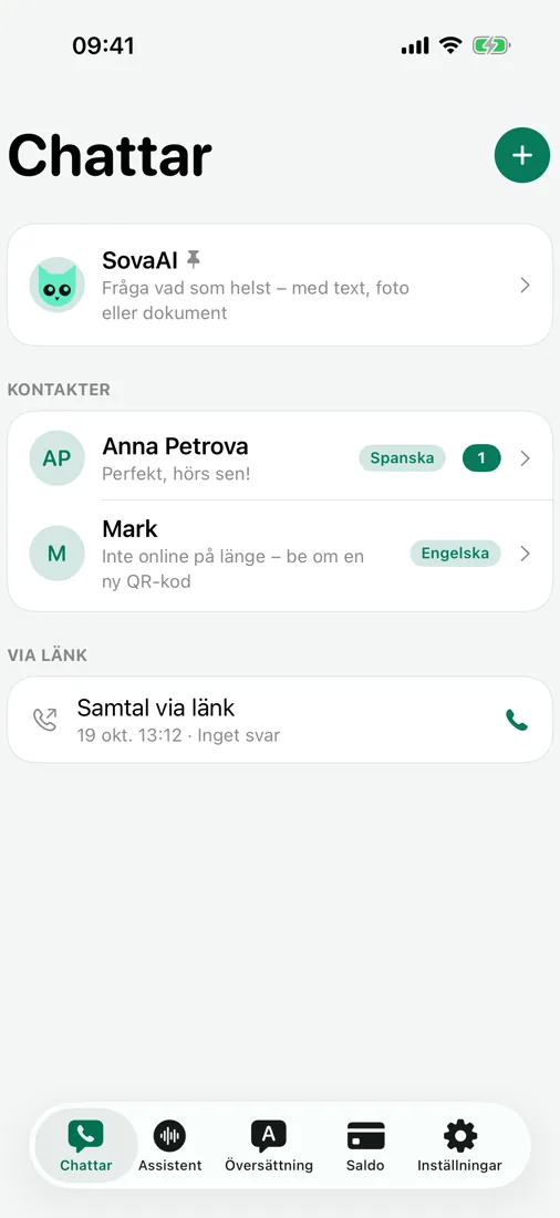 Chattar och röstmeddelanden med översättning