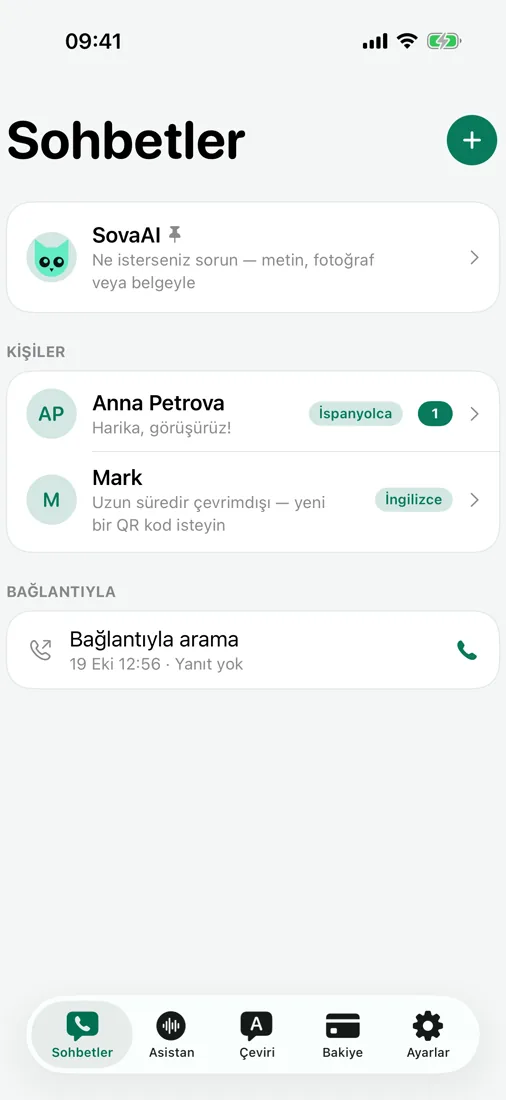 Çevirili sohbetler ve sesli mesajlar